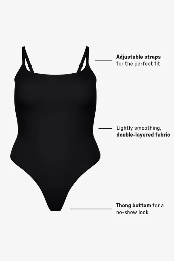 Snug Cotton Strappy Thong Bodysuit
