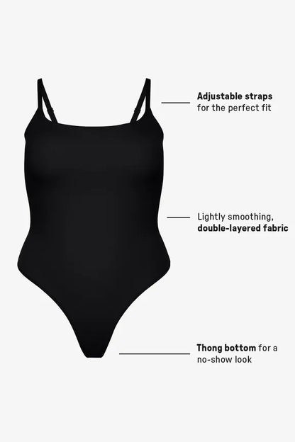 Snug Cotton Strappy Thong Bodysuit