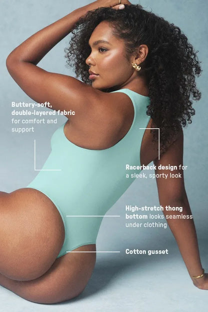 Stretchy Fit Racerback Thong Bodysuit