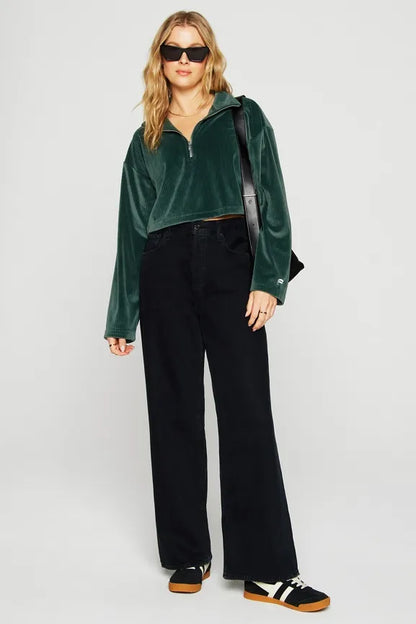 Plush Rib Half Zip Sweatshirt