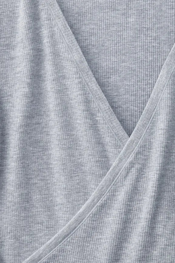 Modal Rib V-Neck Crop L/S Top