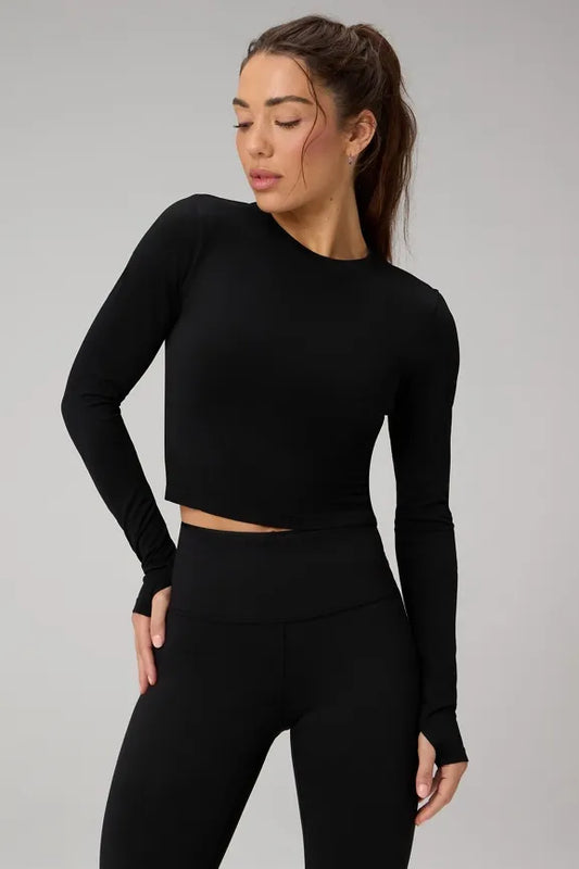 Feather Tech+ Cropped Long-Sleeve Top