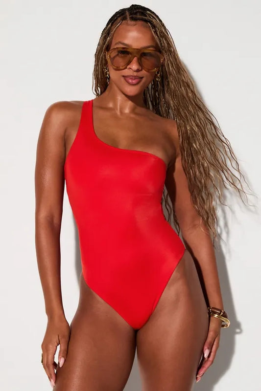 One Shoulder Cutout One-Piece
