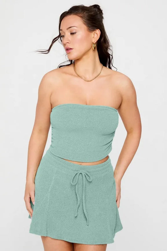Breezy Knit Ruched Tube Top